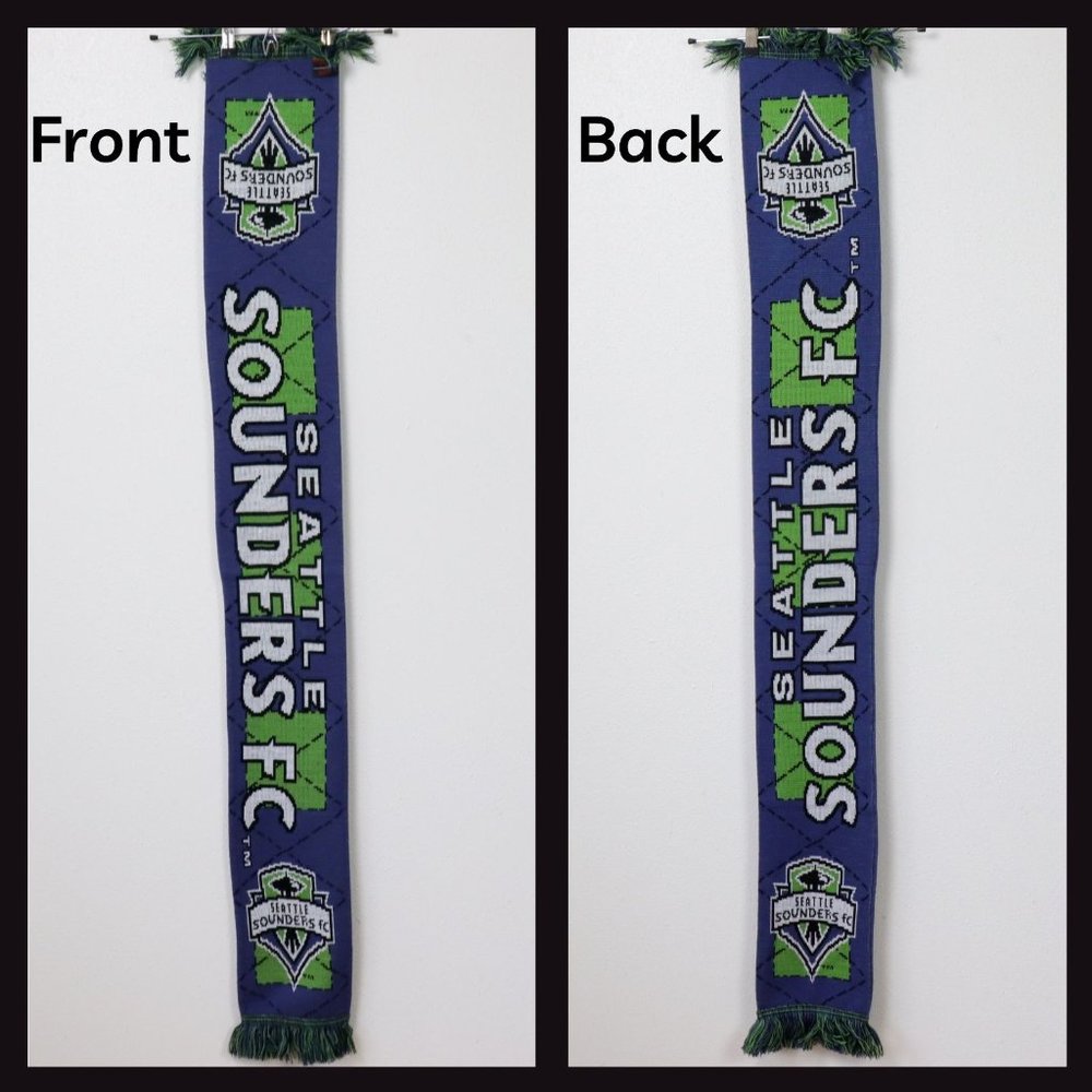 Seattle Sounders FC Soccer Scarf Ruffneck Brand Blue and Green Football Acrylic